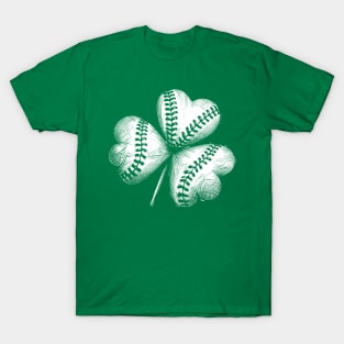 St. Patrick's Baseball Softball Shamrock Baseball Stitches Cute Baseball Lover T-Shirt
